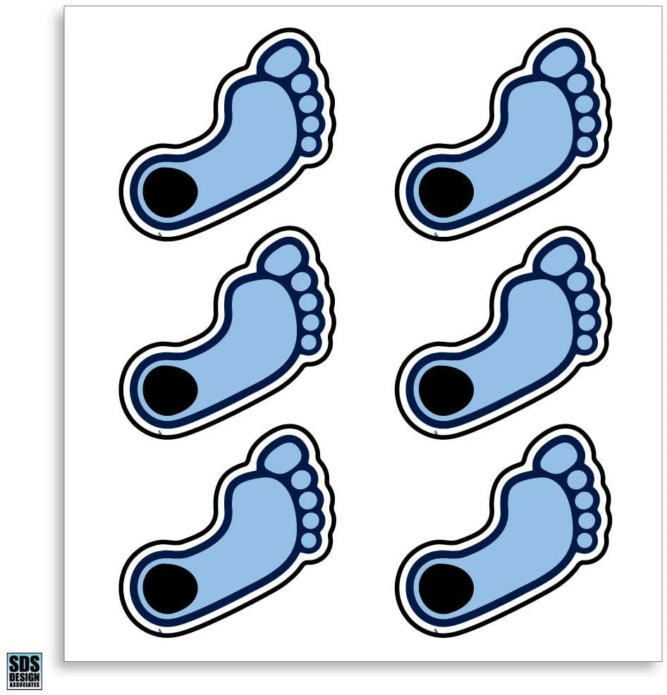 UNC Tar Heel Foot Logo Decal Sticker 6 Pack