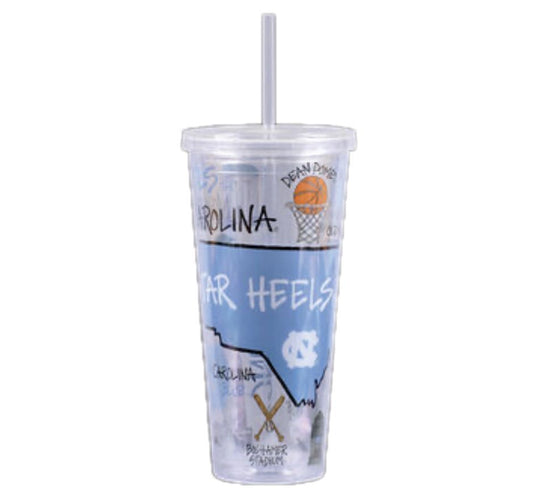 North Carolina Tar Heels Collage Tumbler with Lid and Straw