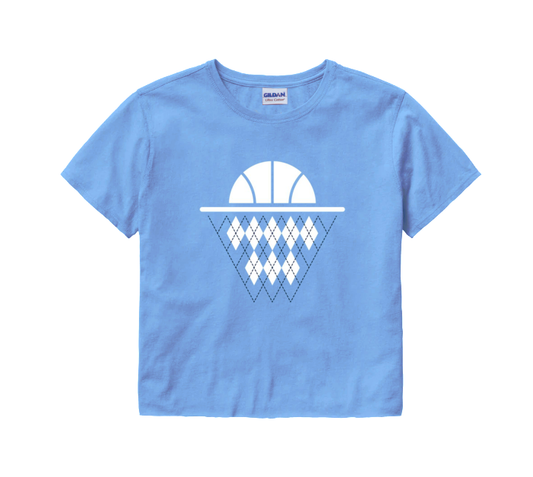 Argyle Basketball Crop Top in Carolina Blue