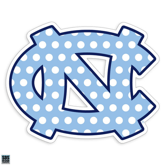 North Carolina Tar Heels Interlock Logo Decal - Carolina Blue Polka Dot
