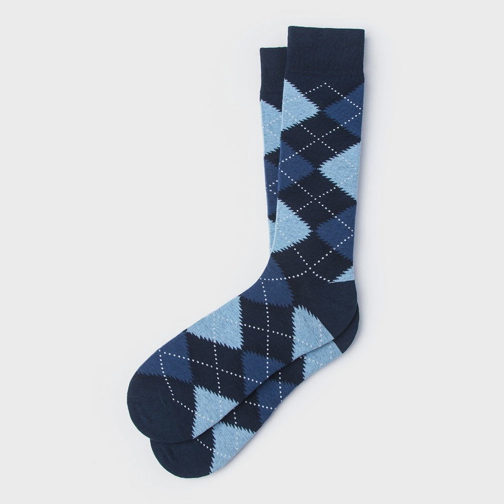Navy and Light Blue Argyle Socks