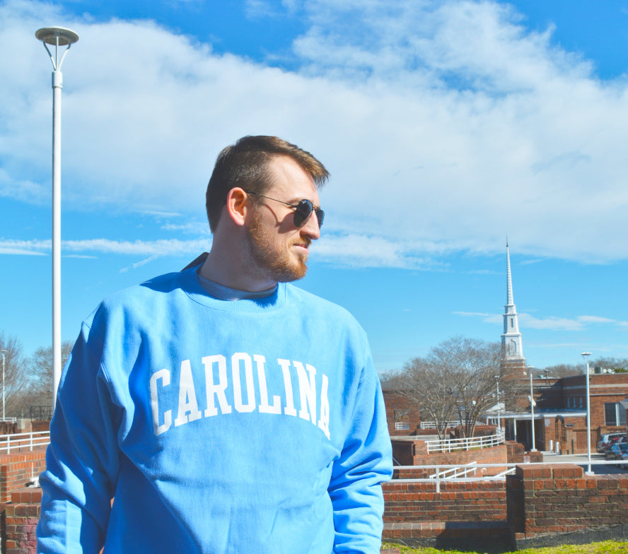 Champion Arched Carolina UNC Sweatshirt - The Shrunken Head Carolina Blue / L